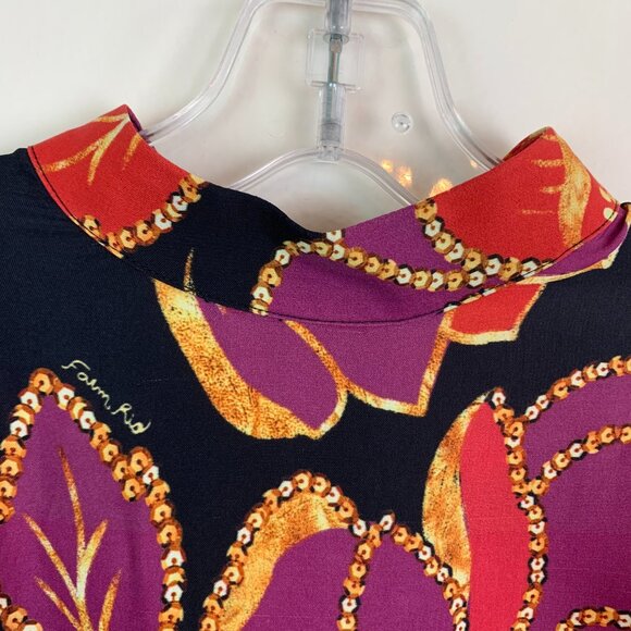 Farm Rio Shiny Chita Long Sleeve Satin Mini Dress Size XS - Picture 5 of 16